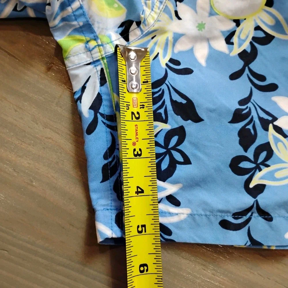 Brooks Brothers Country Club Swim Trunks Mens M Blue Botanical Drawstring Shorts